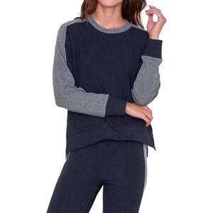 Sundry‎ Colorblock Sweatshirt Gray Navy Patch Pocket Pullover Size Large